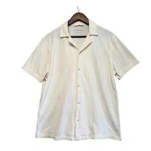 Everlane Mens Shirt Sz M Button Front Good Earth Cotton Camp Collar Cream Casual